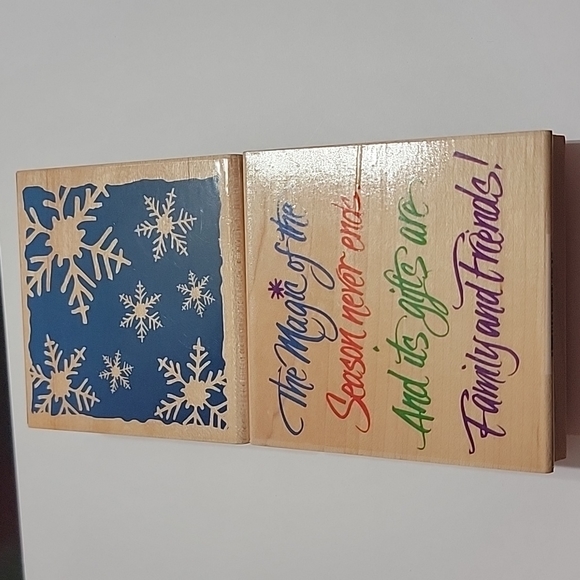 FESTIVE  RUBBER STAMPS WITH INK SET - Picture 8 of 10